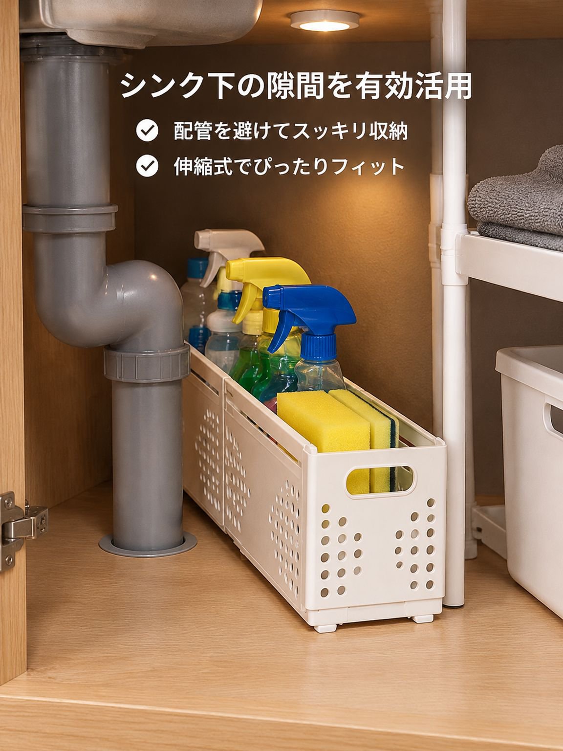 キッチン用品を分類して収納する整理ケース