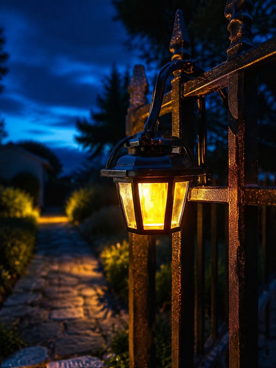Wetterfeste Solar Gartenlaterne im Einsatz