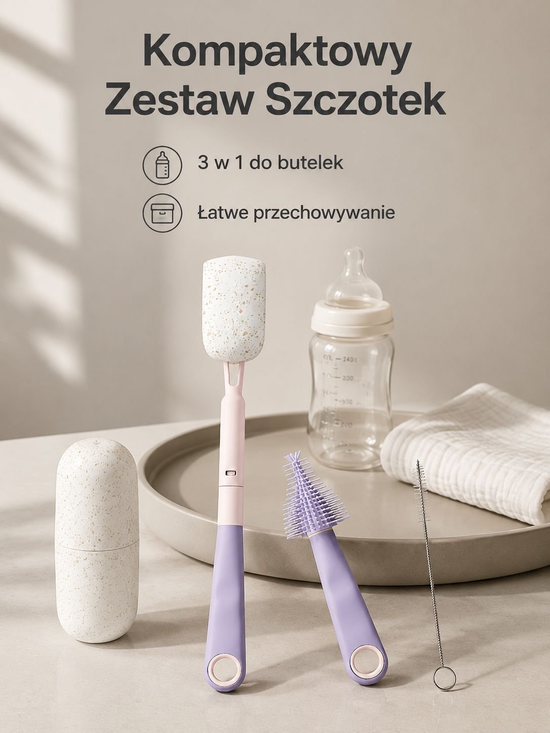 Przenośny zestaw silikonowych szczoteczek do czyszczenia smoczków dla niemowląt