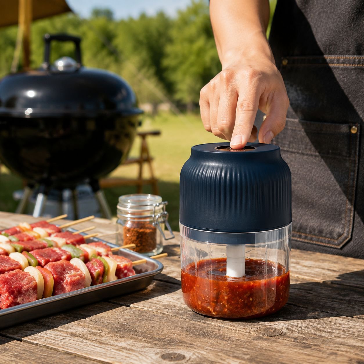 Household Wireless Mini Electric Meat Grinder and Garlic Crusher