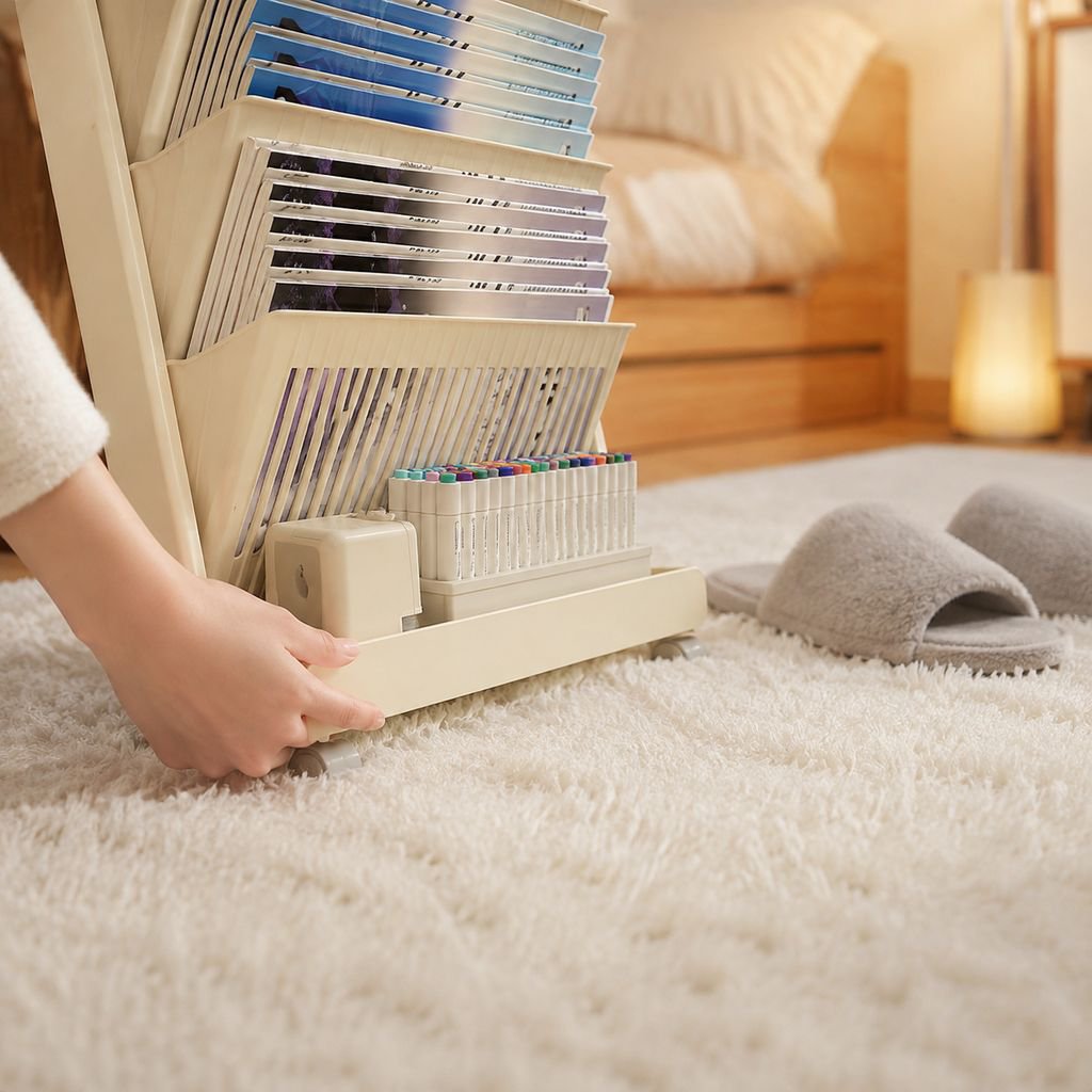 Versatile bookshelf storage rack in children's room