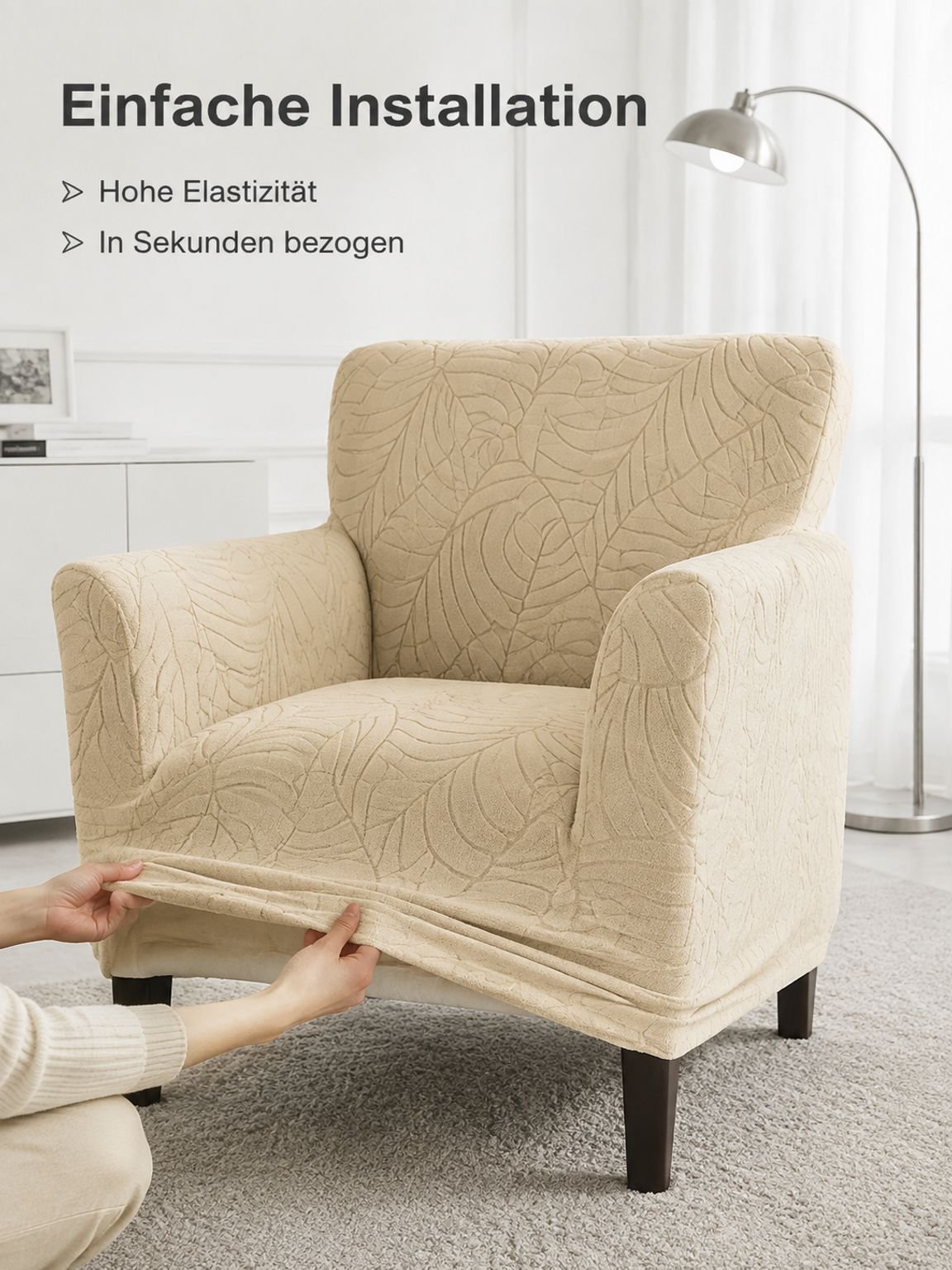 Sofabezug mit Blätter Jacquardmuster für Einzelsofa