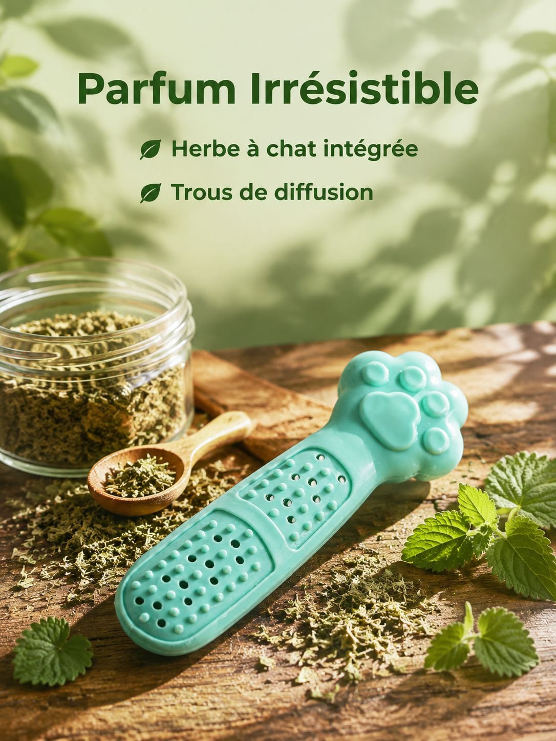 Jouet nettoyant pour dents avec herbe à chat