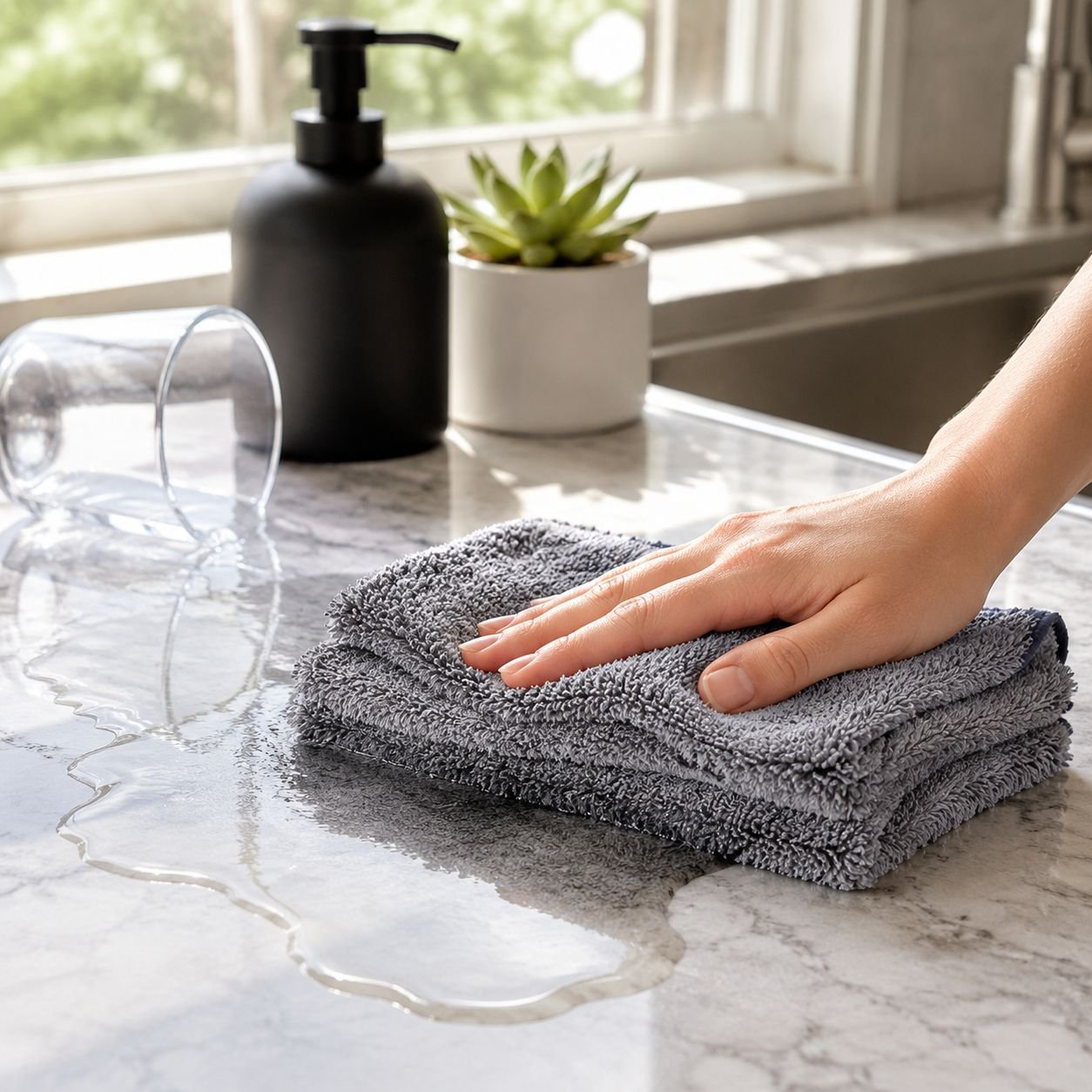 Eco-friendly bamboo charcoal dish towel absorbing water