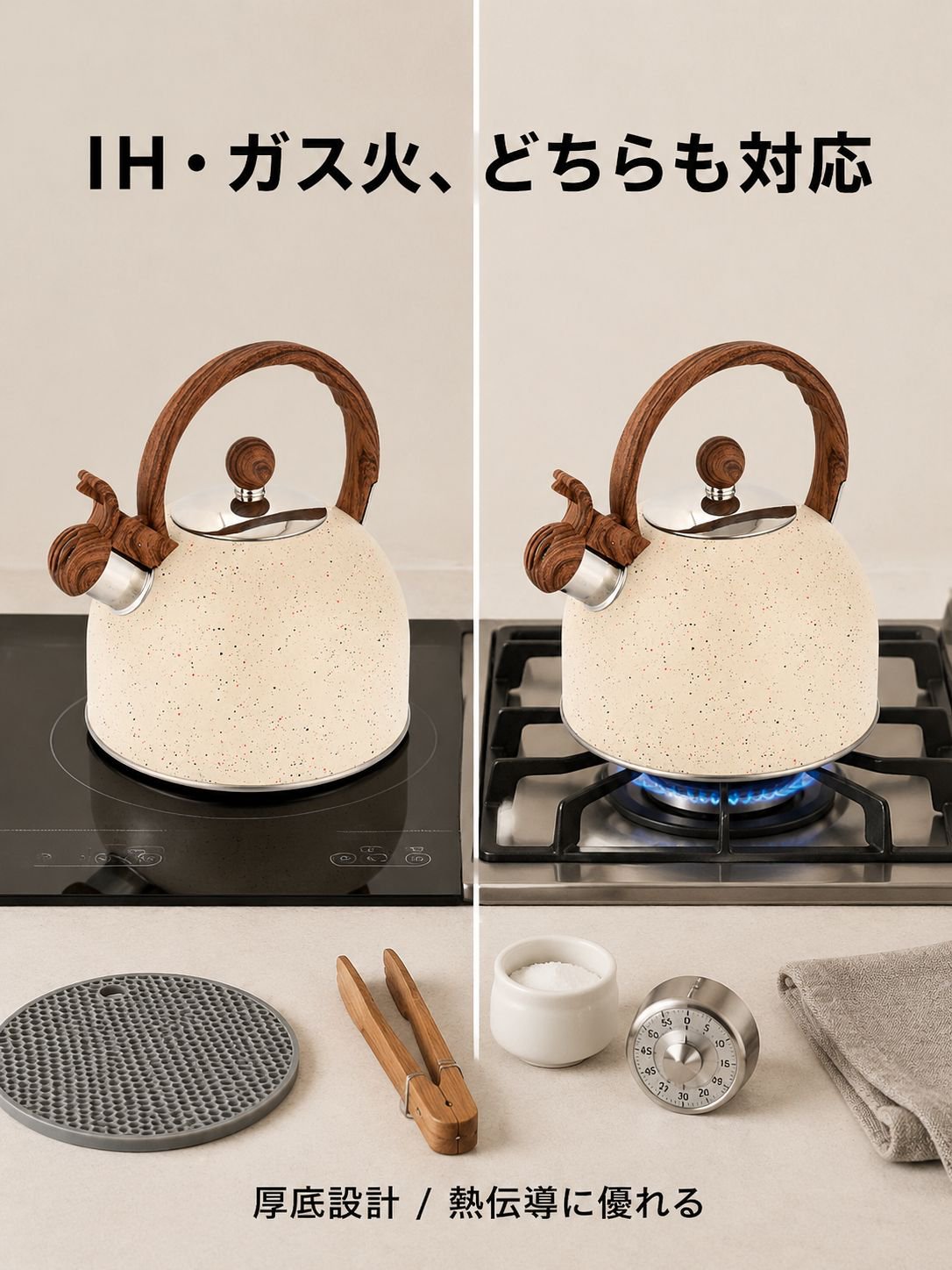 ステンレス製家庭用ケトル