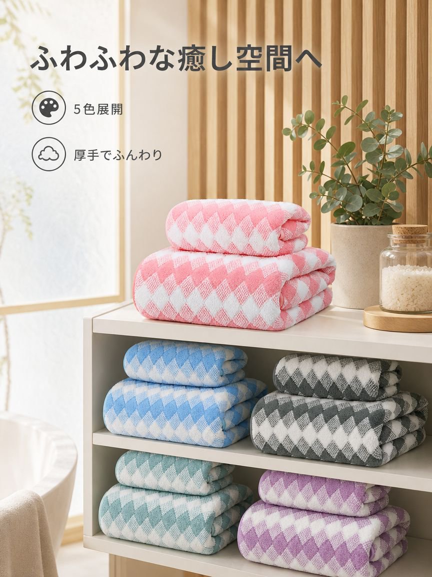 厚手で吸水性に優れたタオル