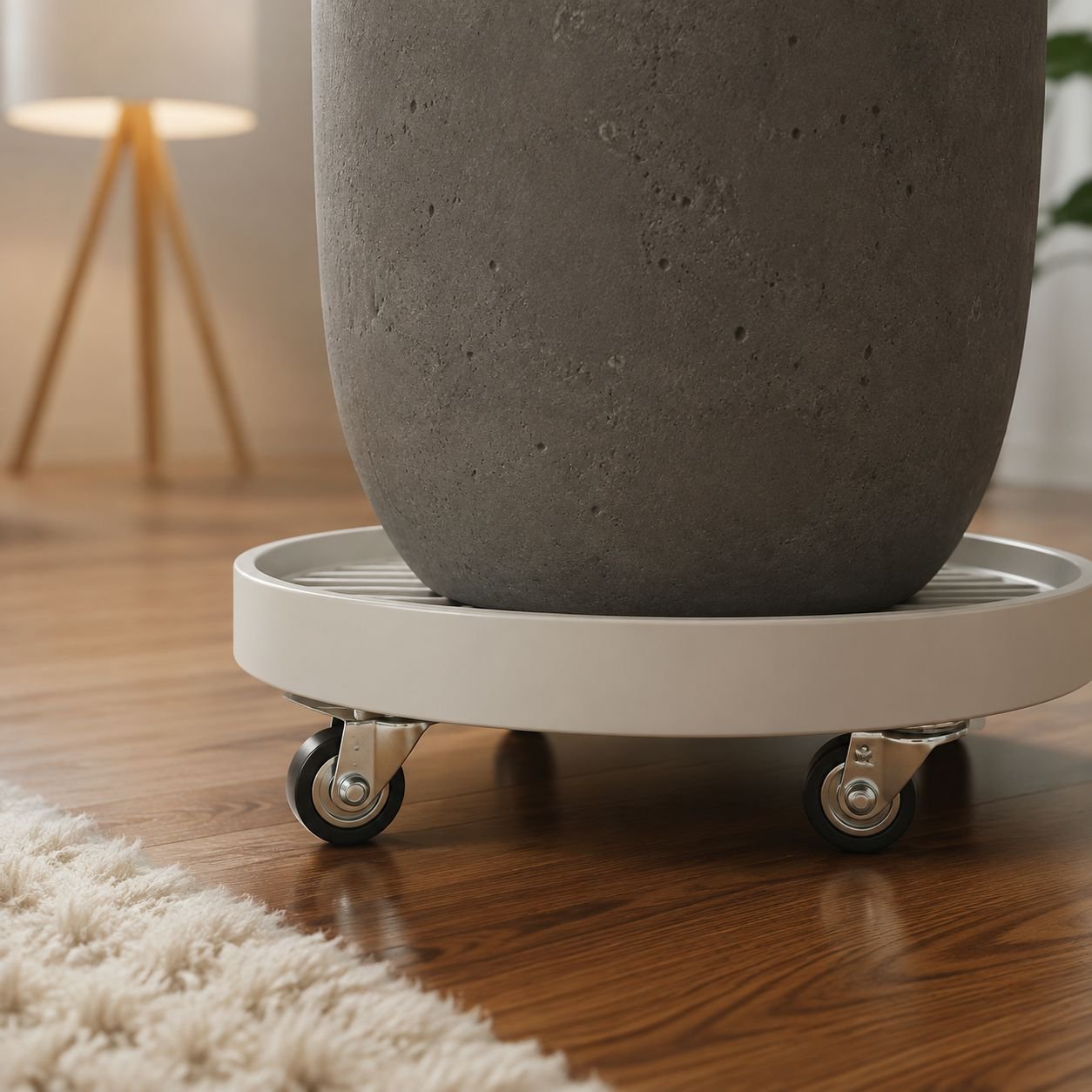 Silent non-slip mat on indoor outdoor plant caddy