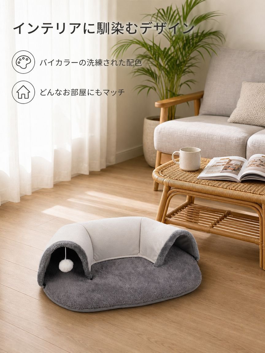 猫用転がりトンネルベッド