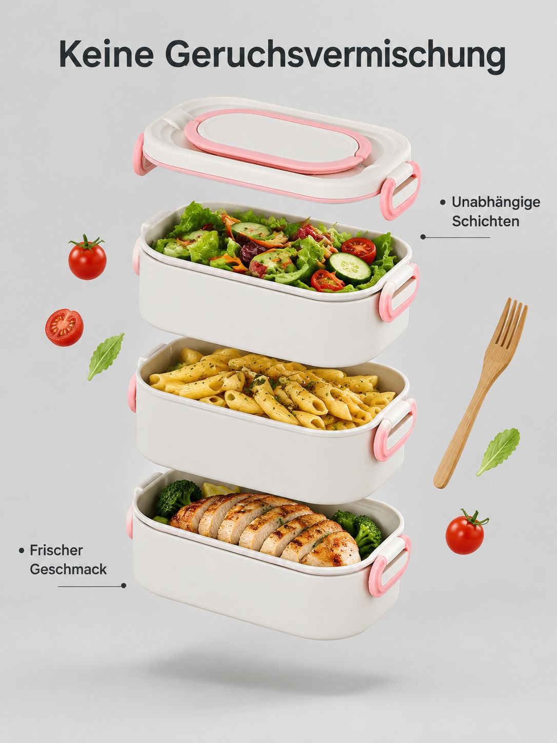 304 Edelstahl Mehrschichtige Lunchbox ohne Geruchsübertragung, Mikrowellengeeignet