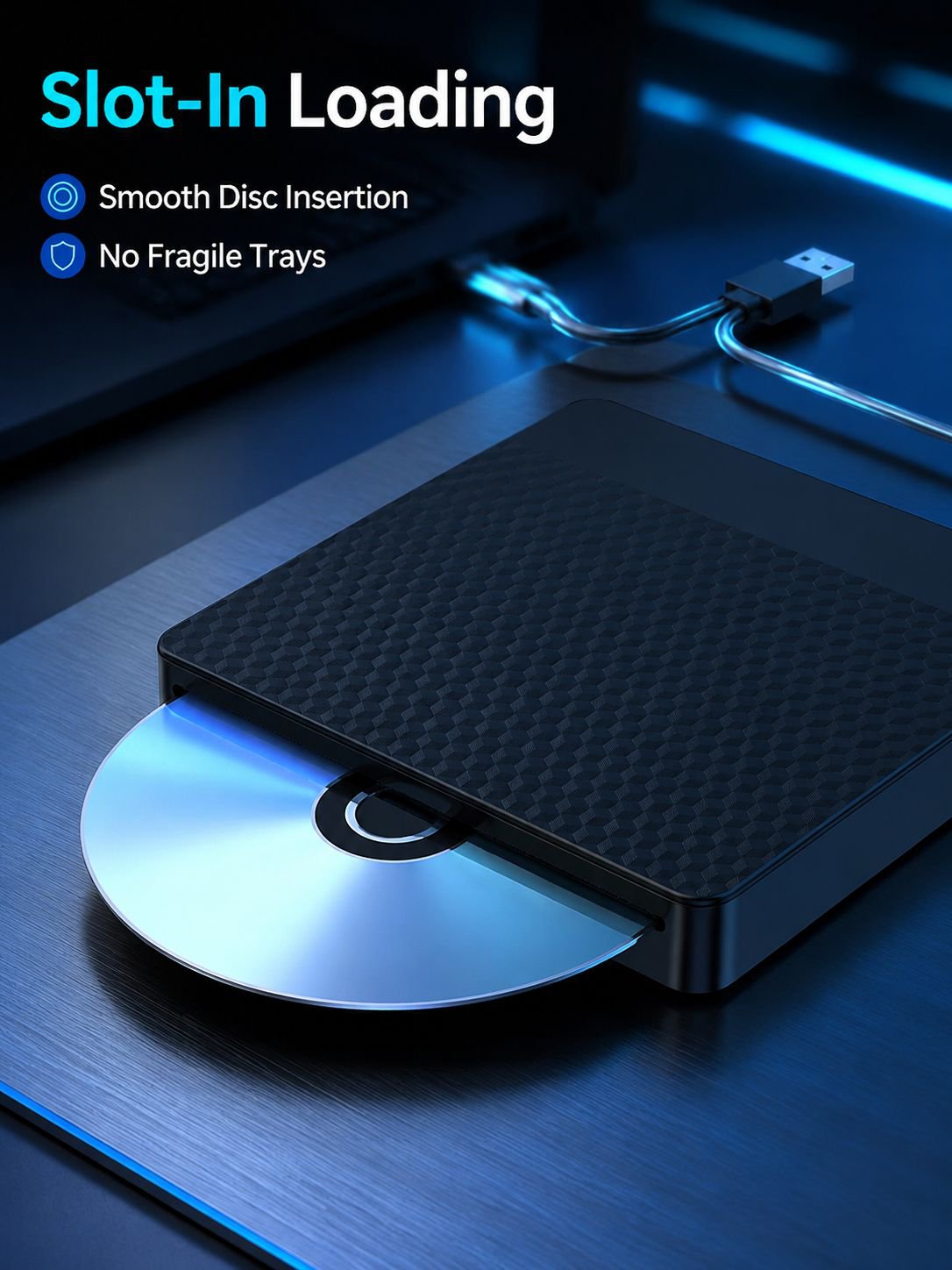 Slot-in External Optical Drive CD Burner for Computer