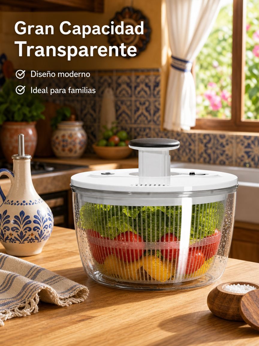 Cesta giratoria manual para escurrir frutas y verduras para el hogar