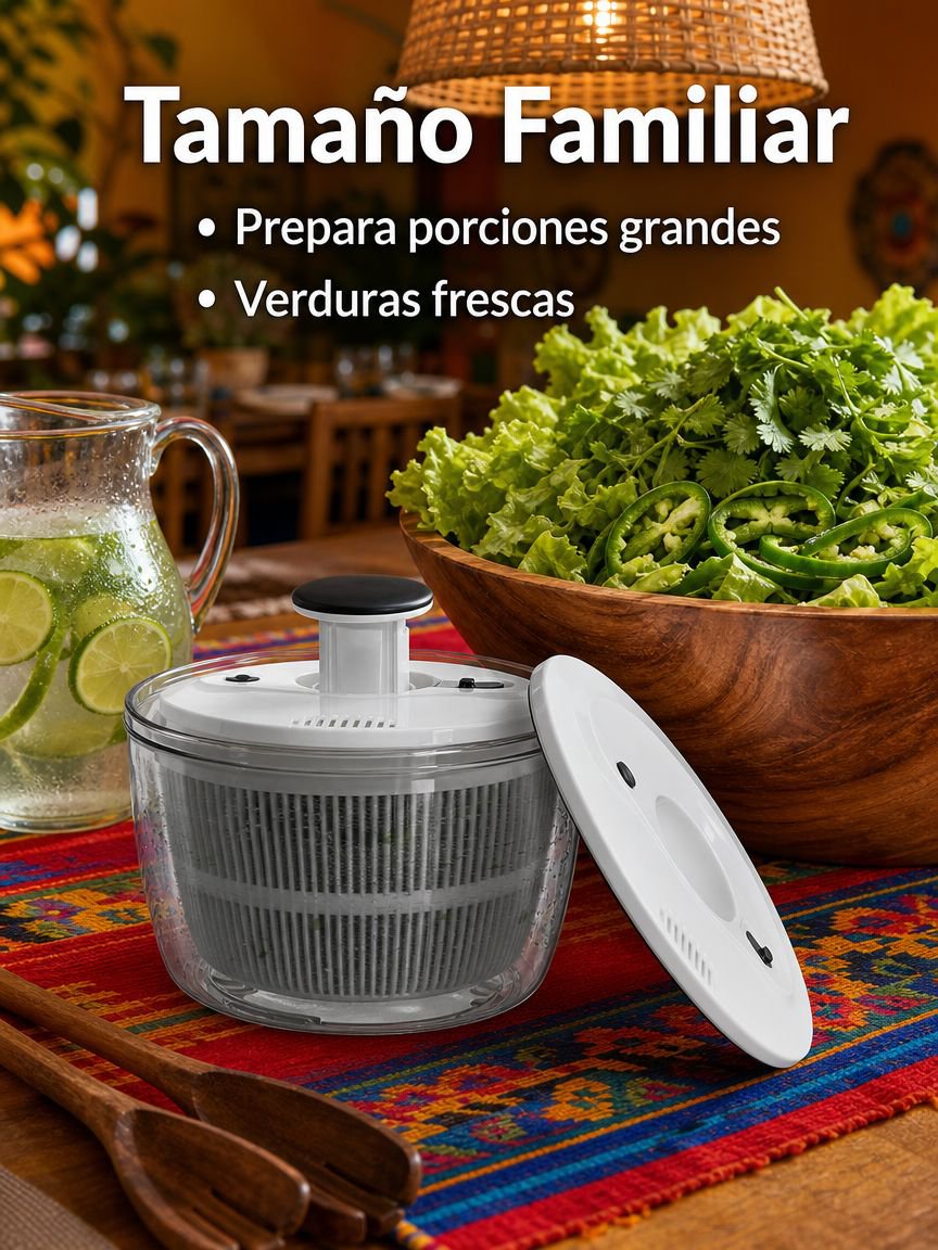 Cesta giratoria manual para escurrir frutas y verduras para el hogar