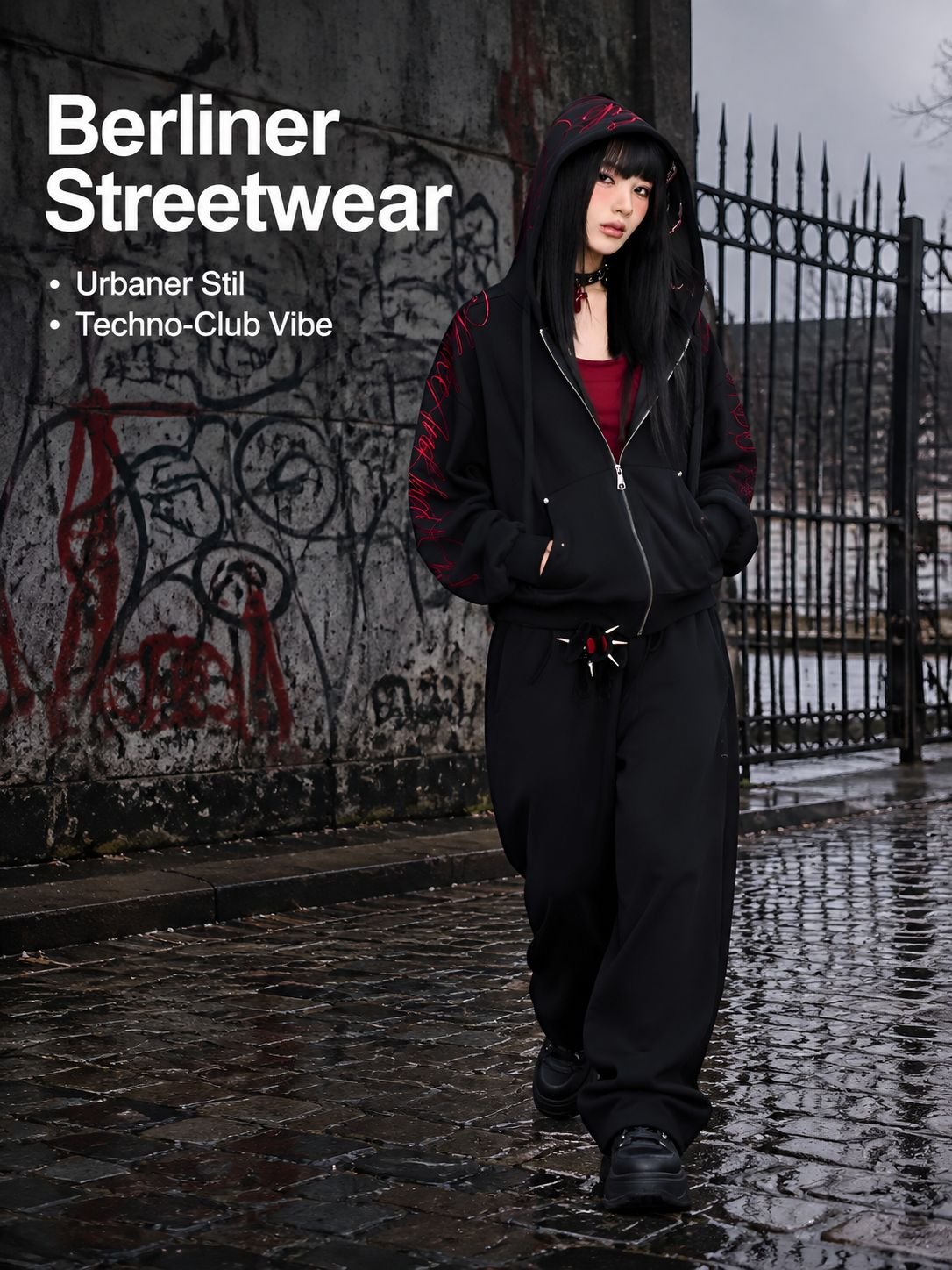 Streetdance Trend Dornblumen-Gothic Hoodie im American Sports Style für Damen und Herren