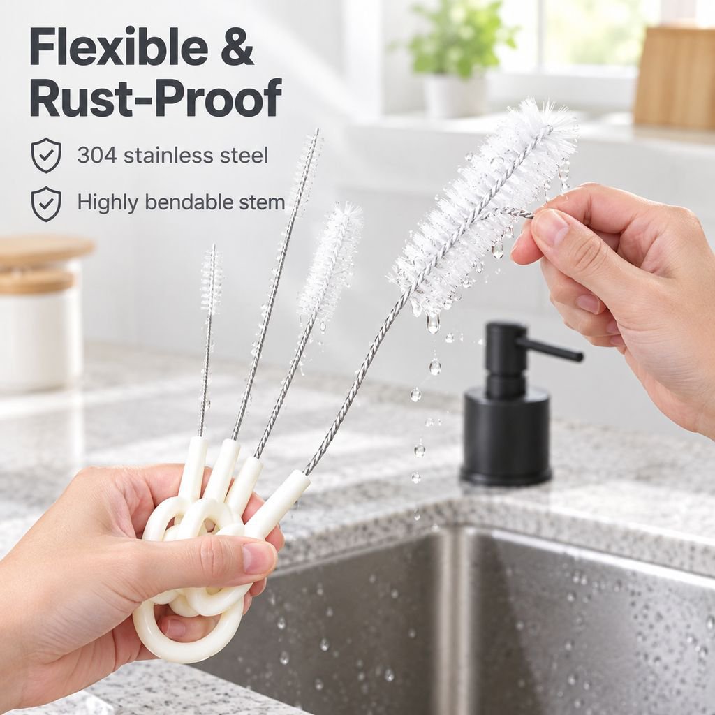 5-Piece Cleaning Brush Set Straw Cup Teapot Spout Crevice and Bottle Brush