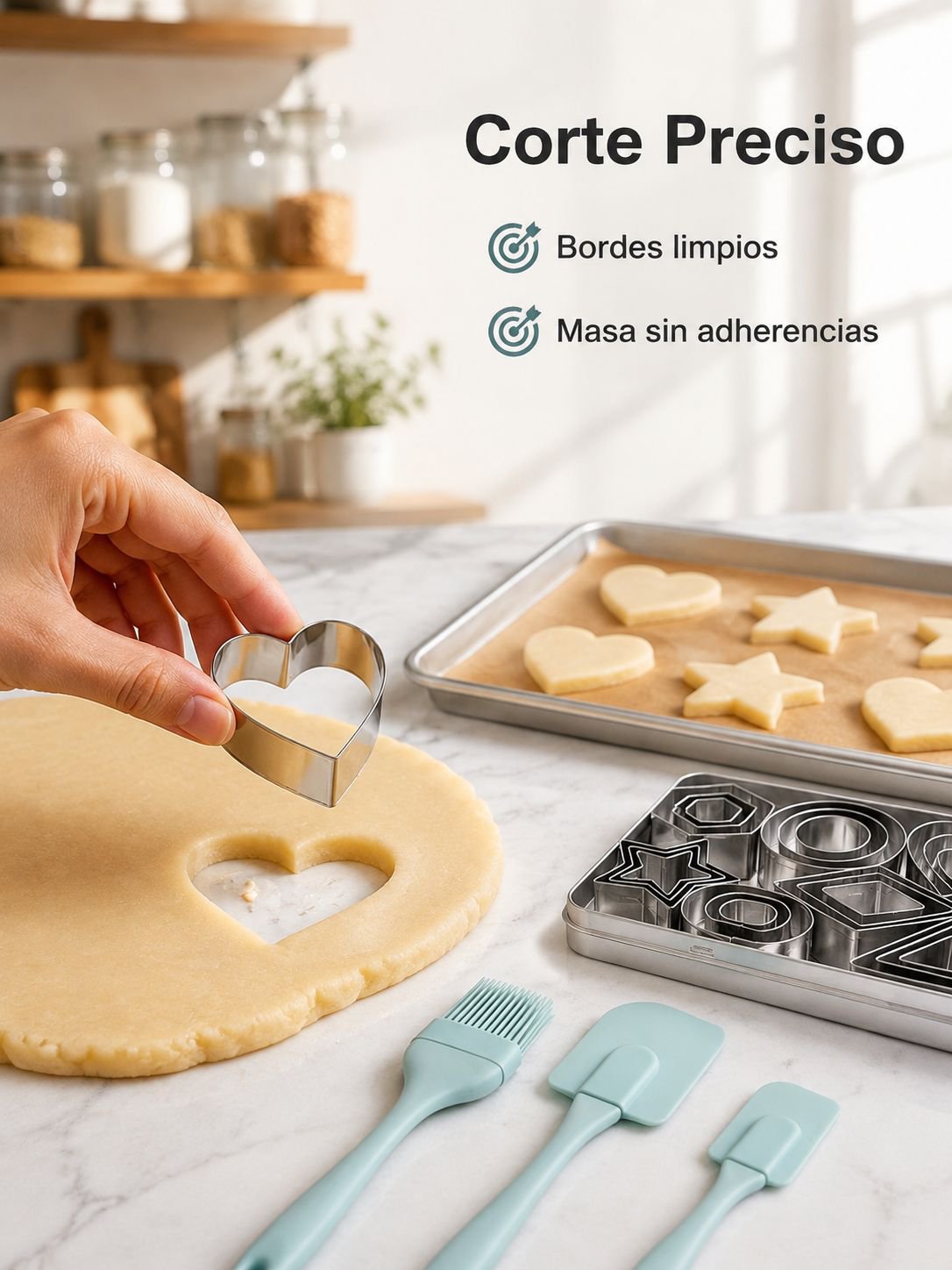 Cortadores de galletas de acero inoxidable, moldes para galletas caseras y pasteles