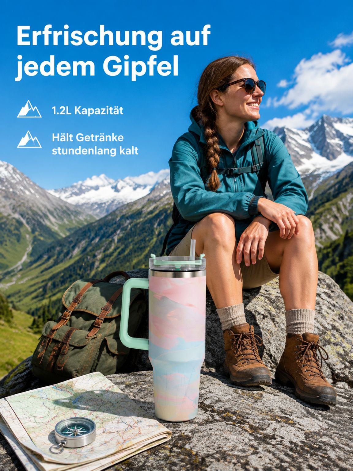 40oz Edelstahl-Thermobecher mit großem Fassungsvermögen für Auto
