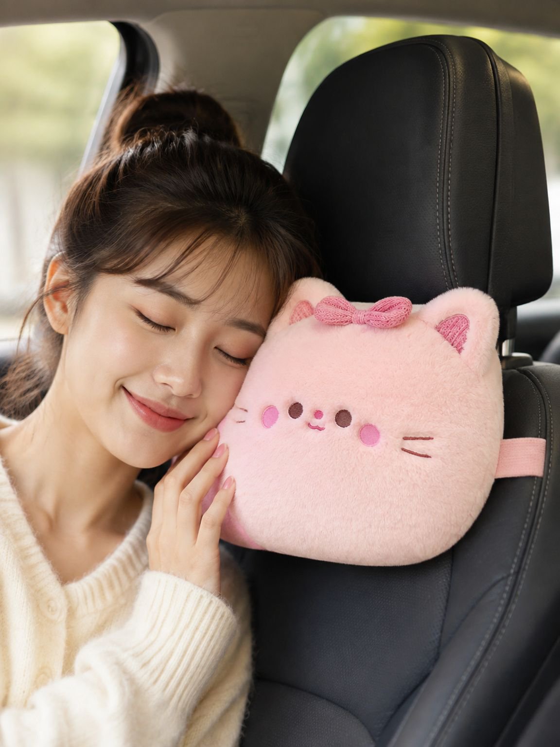 Cute plush cushion set for car seat