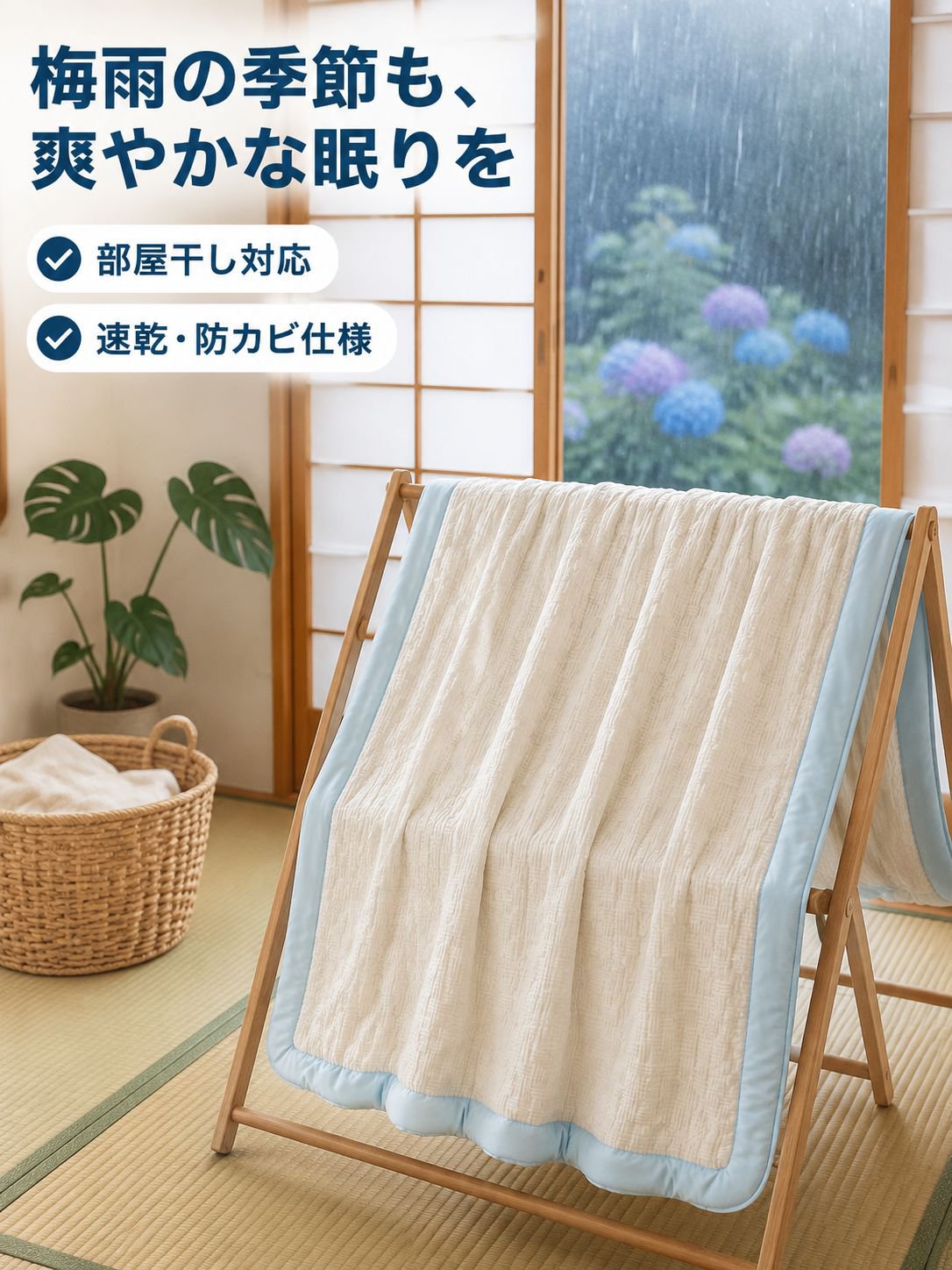 夏用ひんやり通気性コットン掛け布団