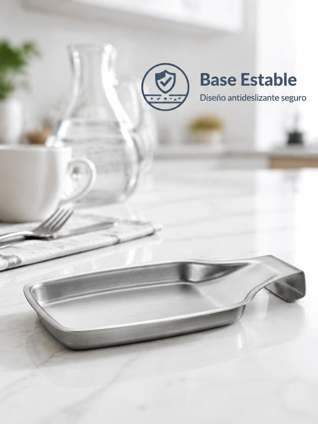 Soporte para cucharas de cocina de acero inoxidable 304, bandeja multifuncional