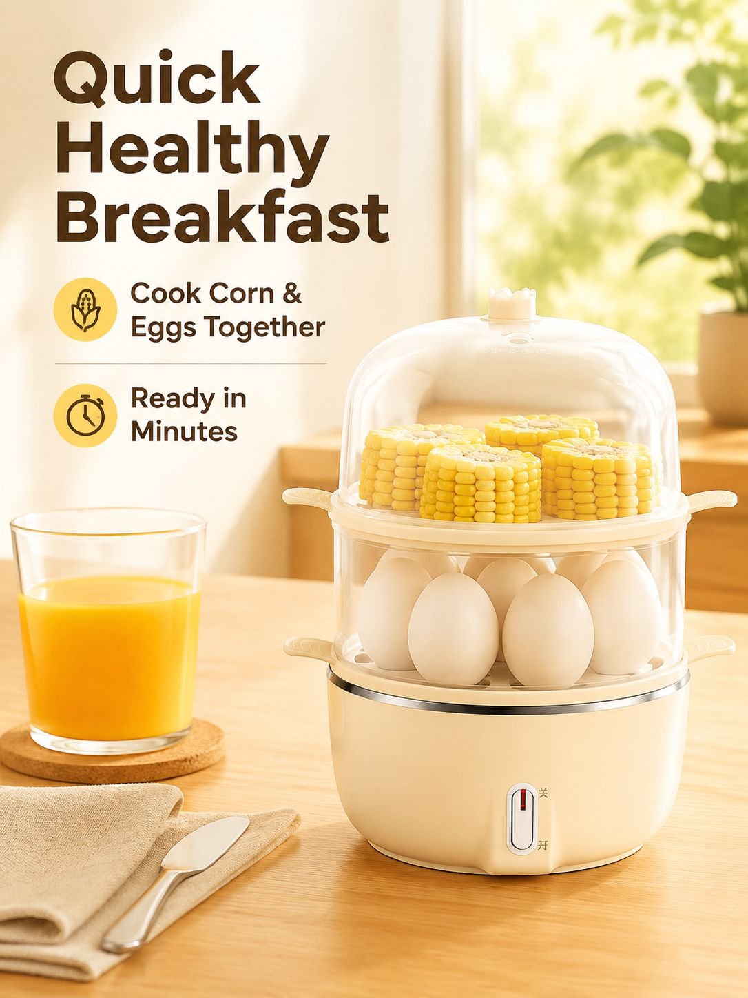 Multifunctional Double Layer Mini Egg Cooker