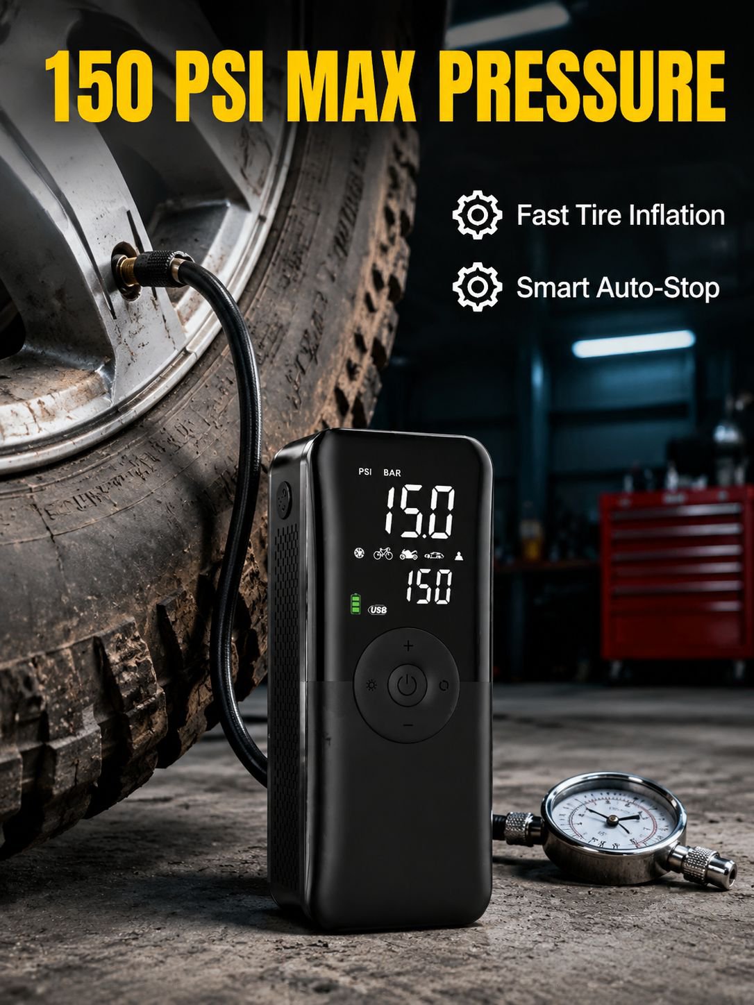 Smart car air pump, outdoor tent fast charging, car tire, electric scooter air pump, electric air ma
