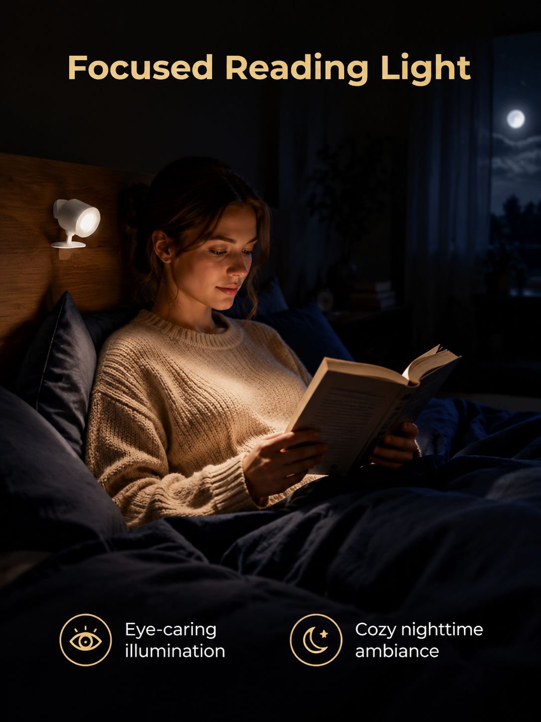 Rechargeable Wireless Drill-Free Magnetic Bedside Reading Light