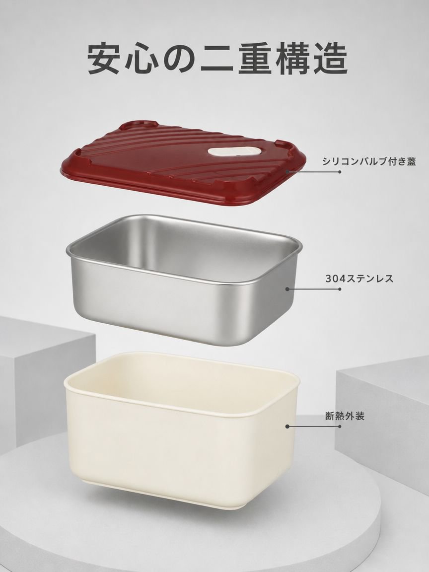 ステンレス保存容器弁当箱 家庭用 密閉蓋付き