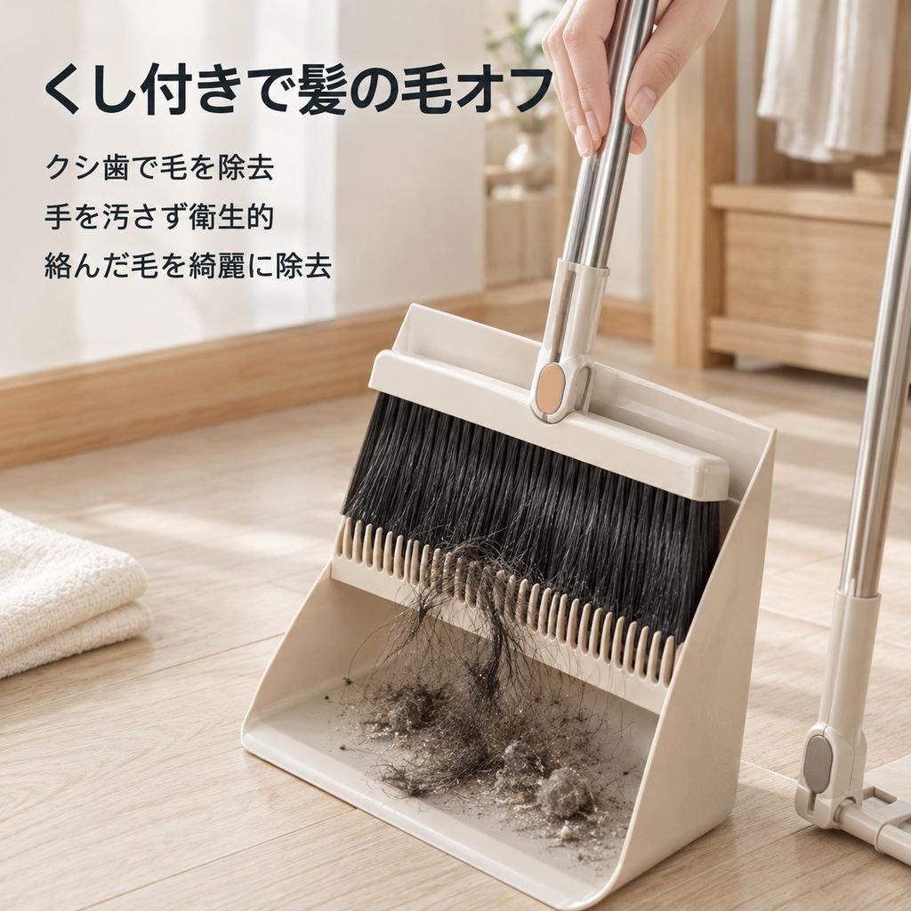 ほうき ちりとり セット 家庭用 水切りワイパー機能 マジックほうき 髪の毛掃除 ちりとり