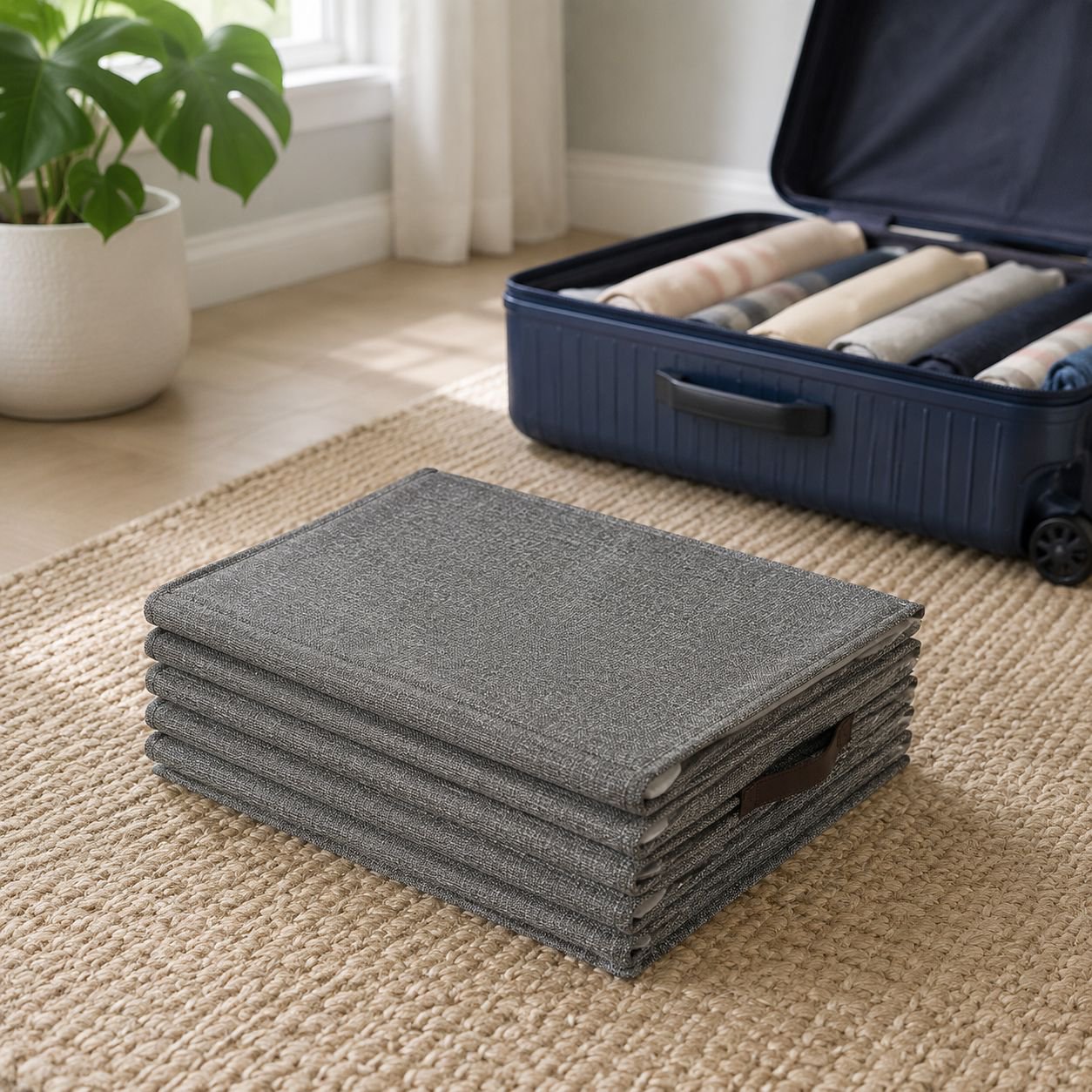 Multifunctional organizer box holding various clothing items