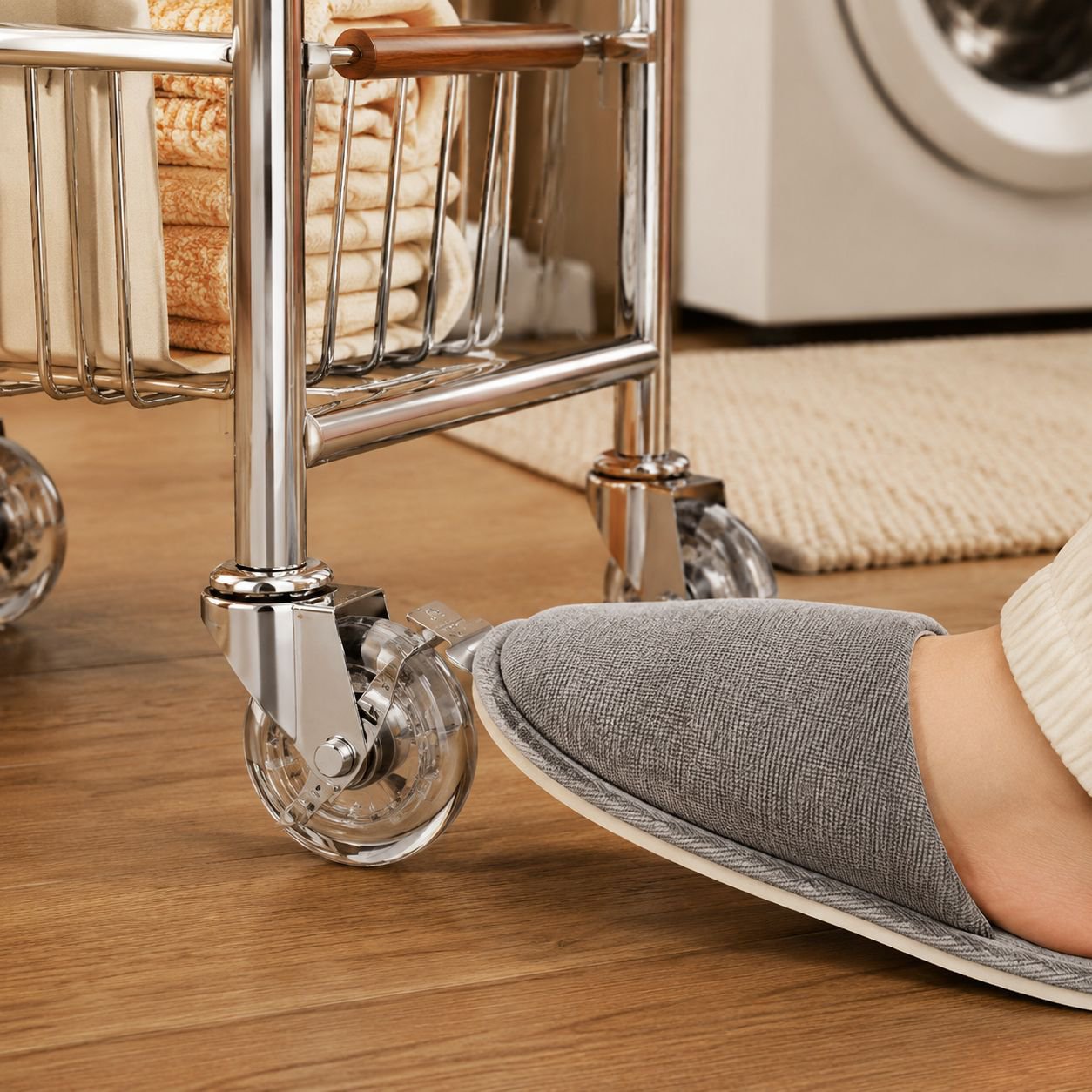 Slim storage cart maximizing bathroom space