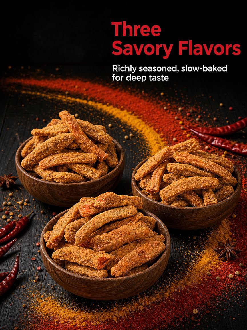 Healthy snack option: sliced chicken jerky