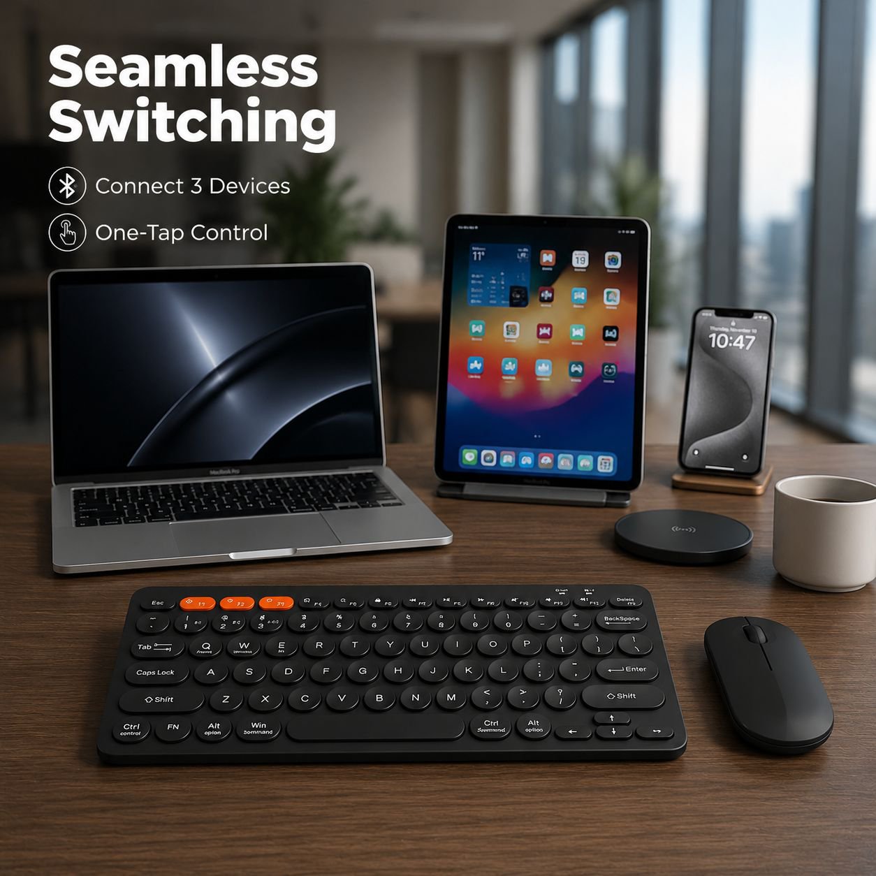 Portable Wireless Silent Keyboard and Mouse Set