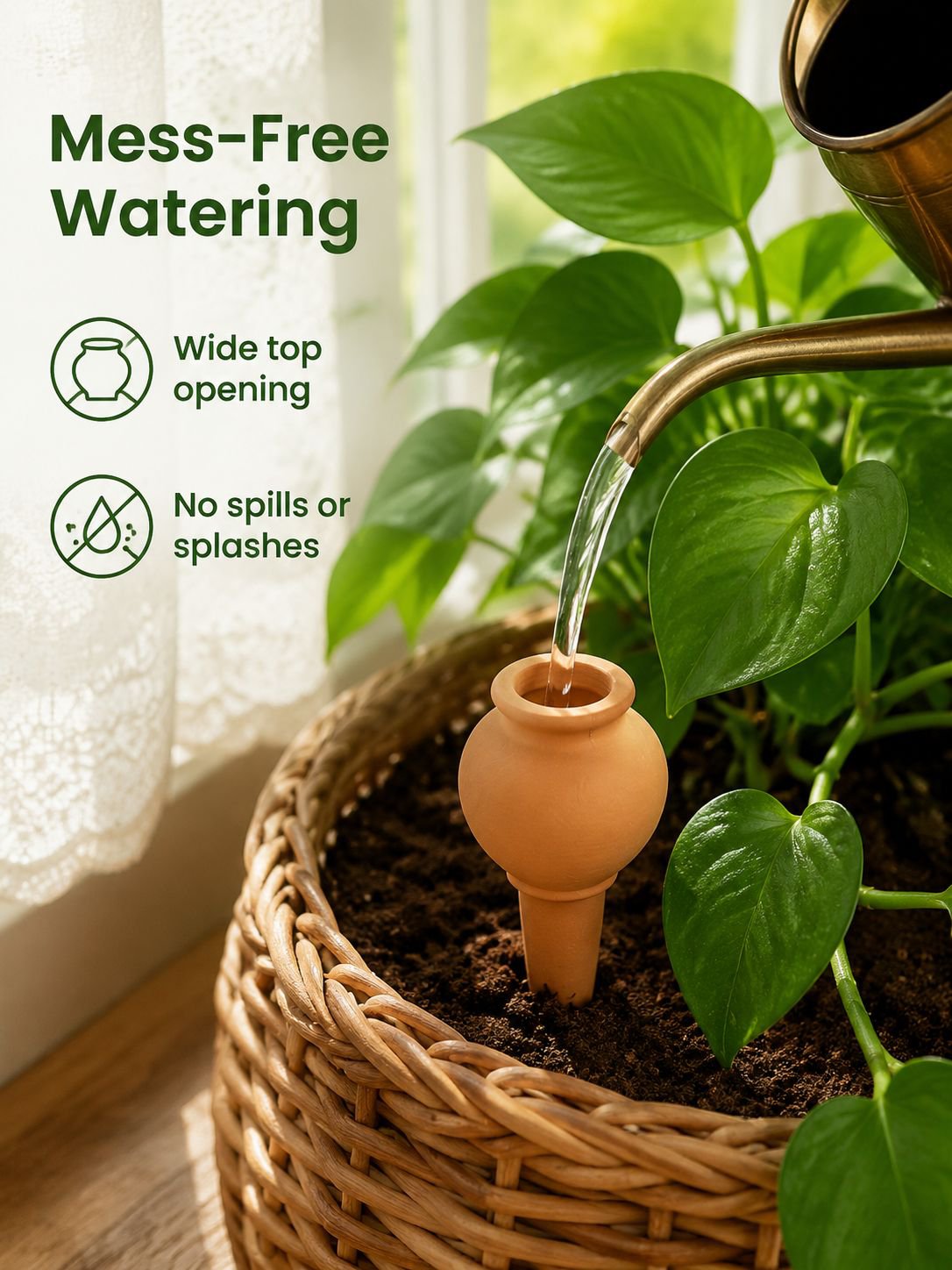 Garden setup with multiple automatic terracotta waterers