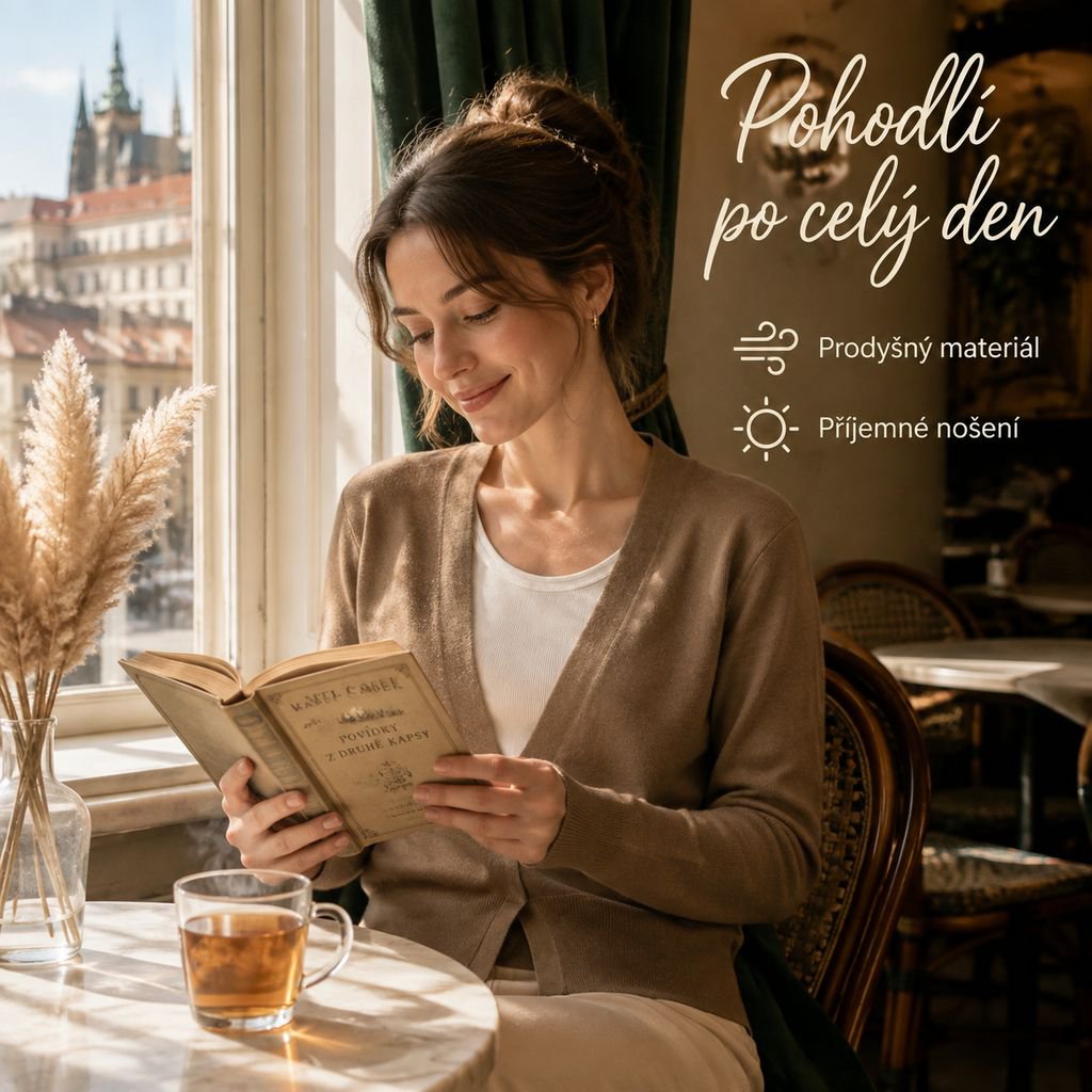 Dámské podzimní pletené tričko s dlouhým rukávem a vrstveným V výstřihem