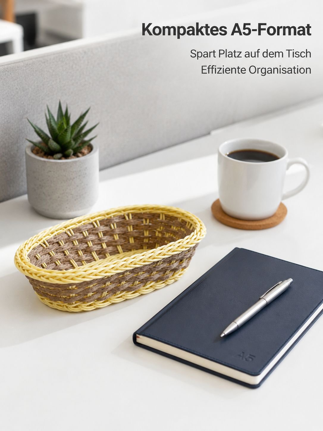 Kunst-Rattan Aufbewahrungskorb für Fernbedienungen und Kleinteile