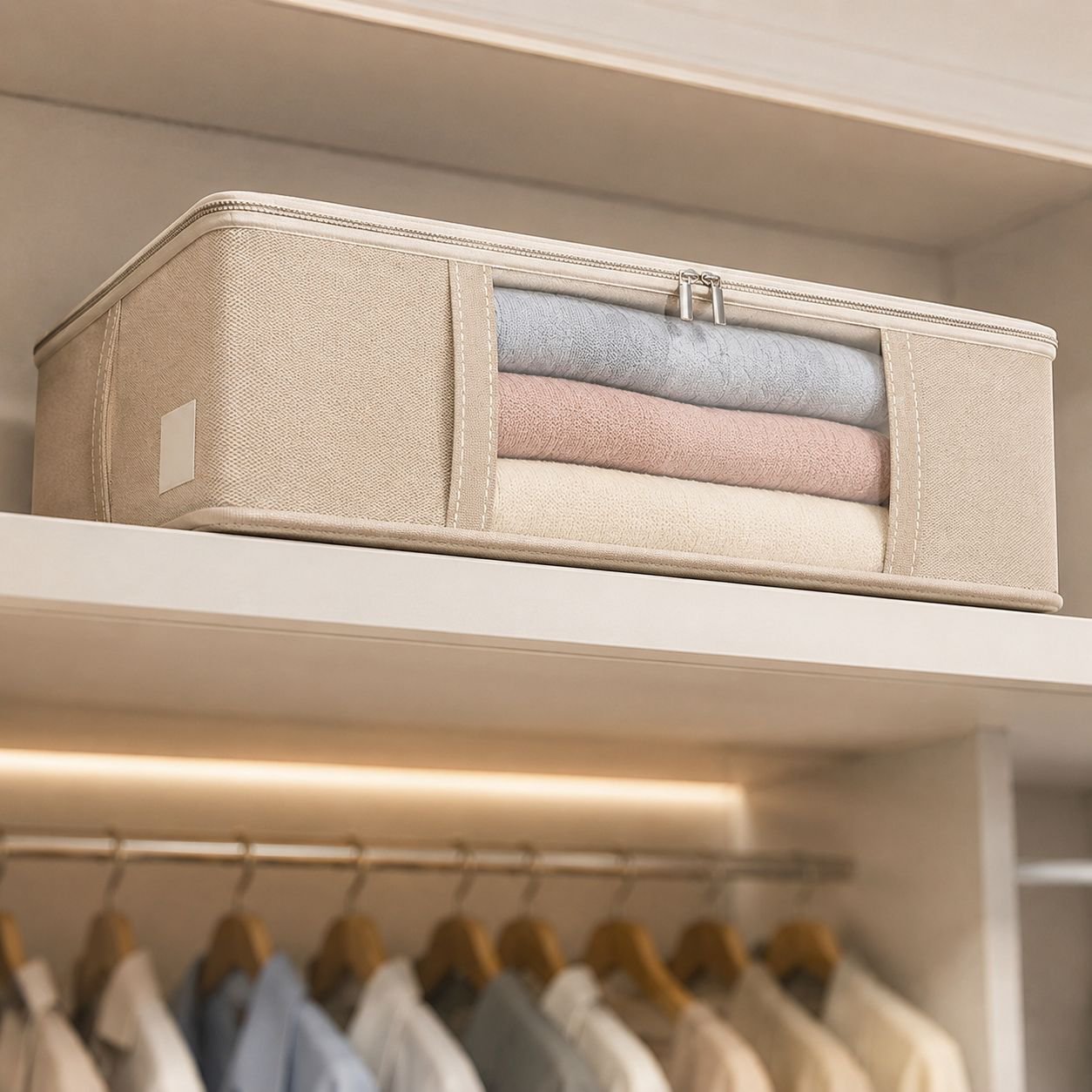Breathable fabric storage box for clothes and bedding