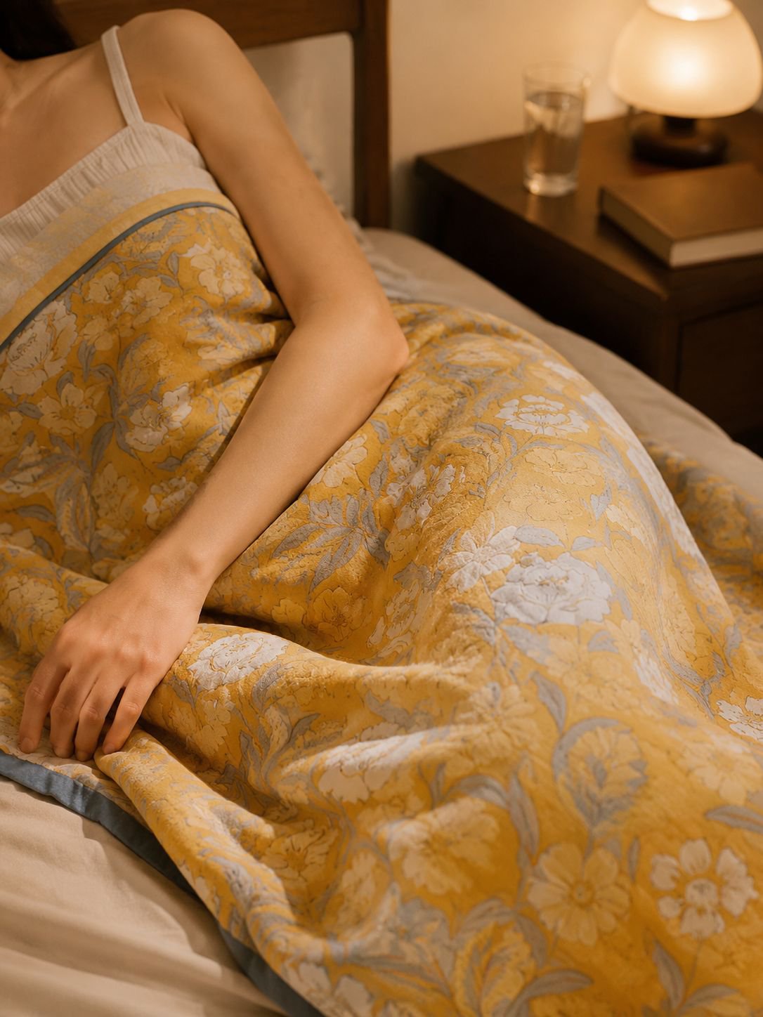 Elegant white cotton air conditioner blanket folded