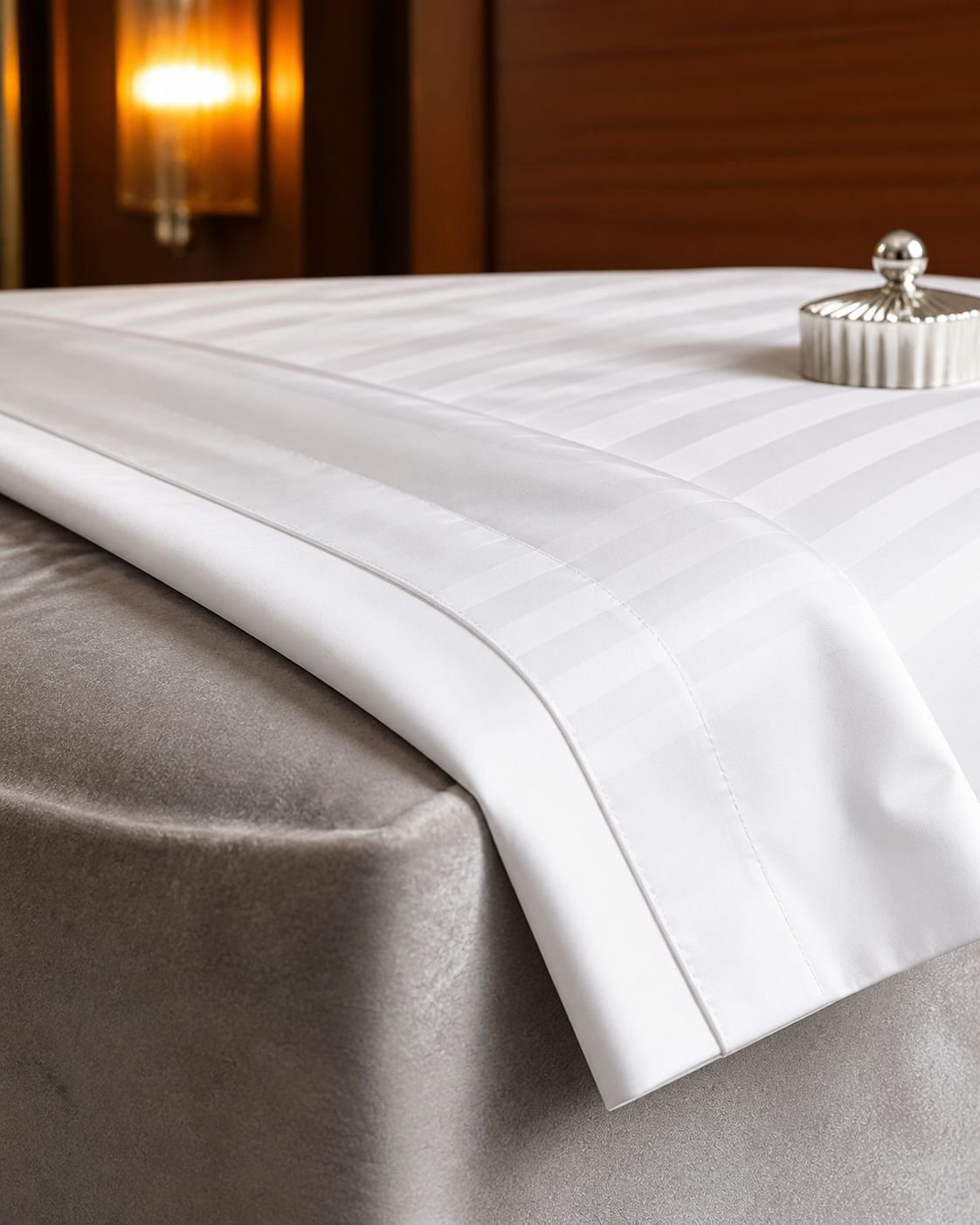 Elegant satin stripe pattern on luxury flat bed sheet