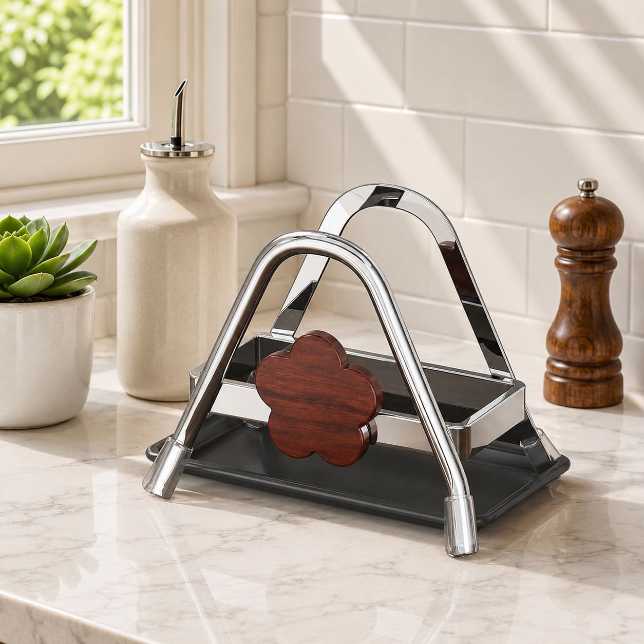 Adjustable Plaid Pattern Chopping Board Storage Rack, Multipurpose Kitchen Organizer