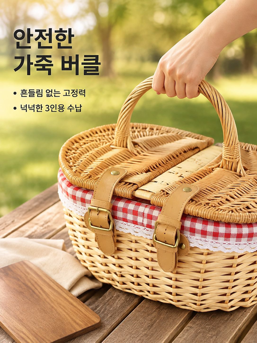 엮어 만든 피크닉 바구니