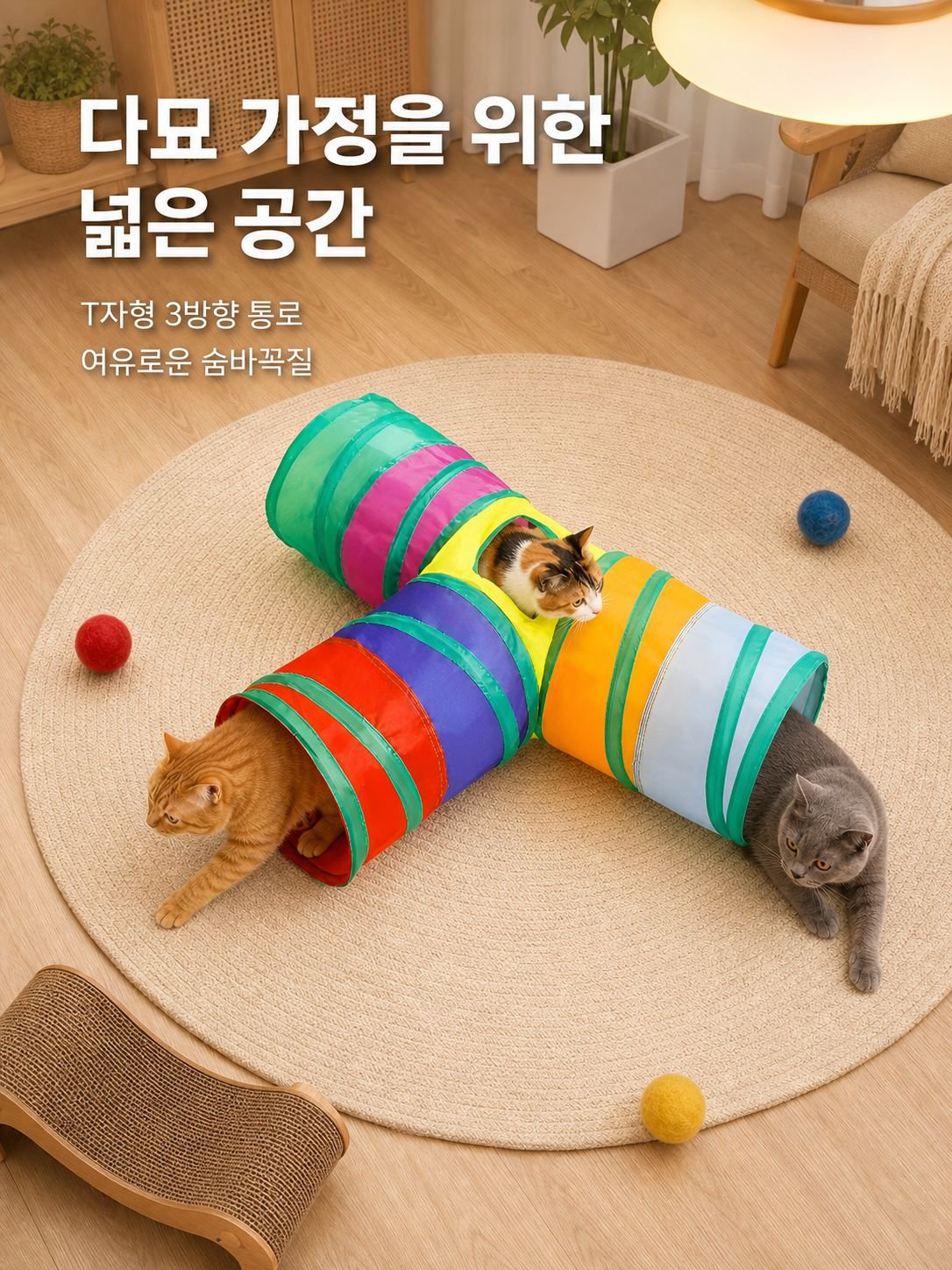 무지개색 고양이 놀이 터널