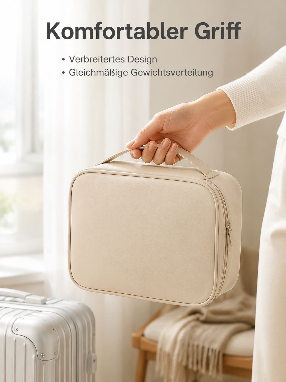 Große wasserdichte Kosmetiktasche für Damen – tragbare Kulturtasche mit viel Stauraum