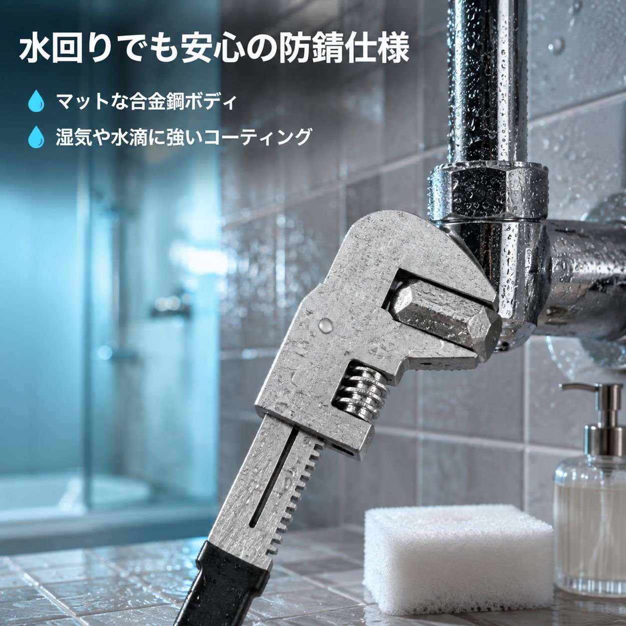 万能ワイド口直角パイプレンチF型スパナ