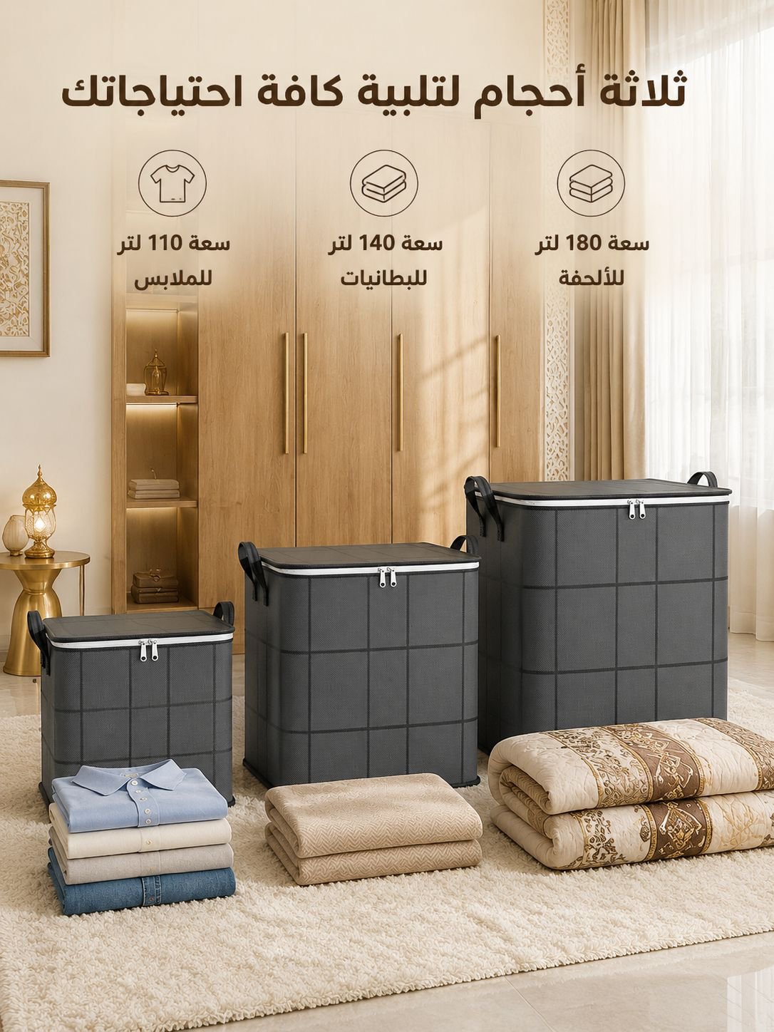 حقيبة تخزين كبيرة السعة قابلة للطي ومضادة للغبار