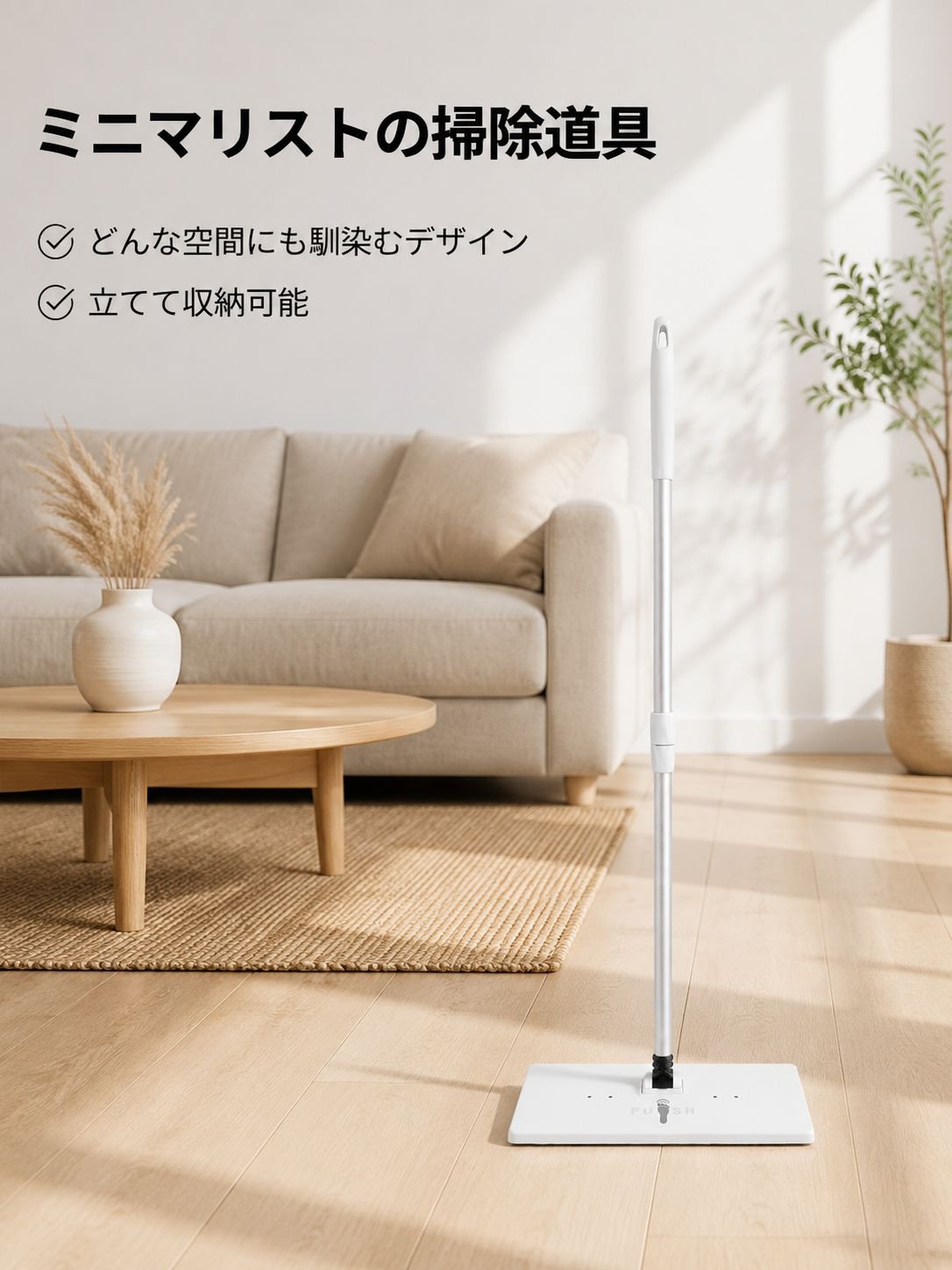 立ったままワンタッチで装着！手を汚さず使えるミニ雑巾モップ