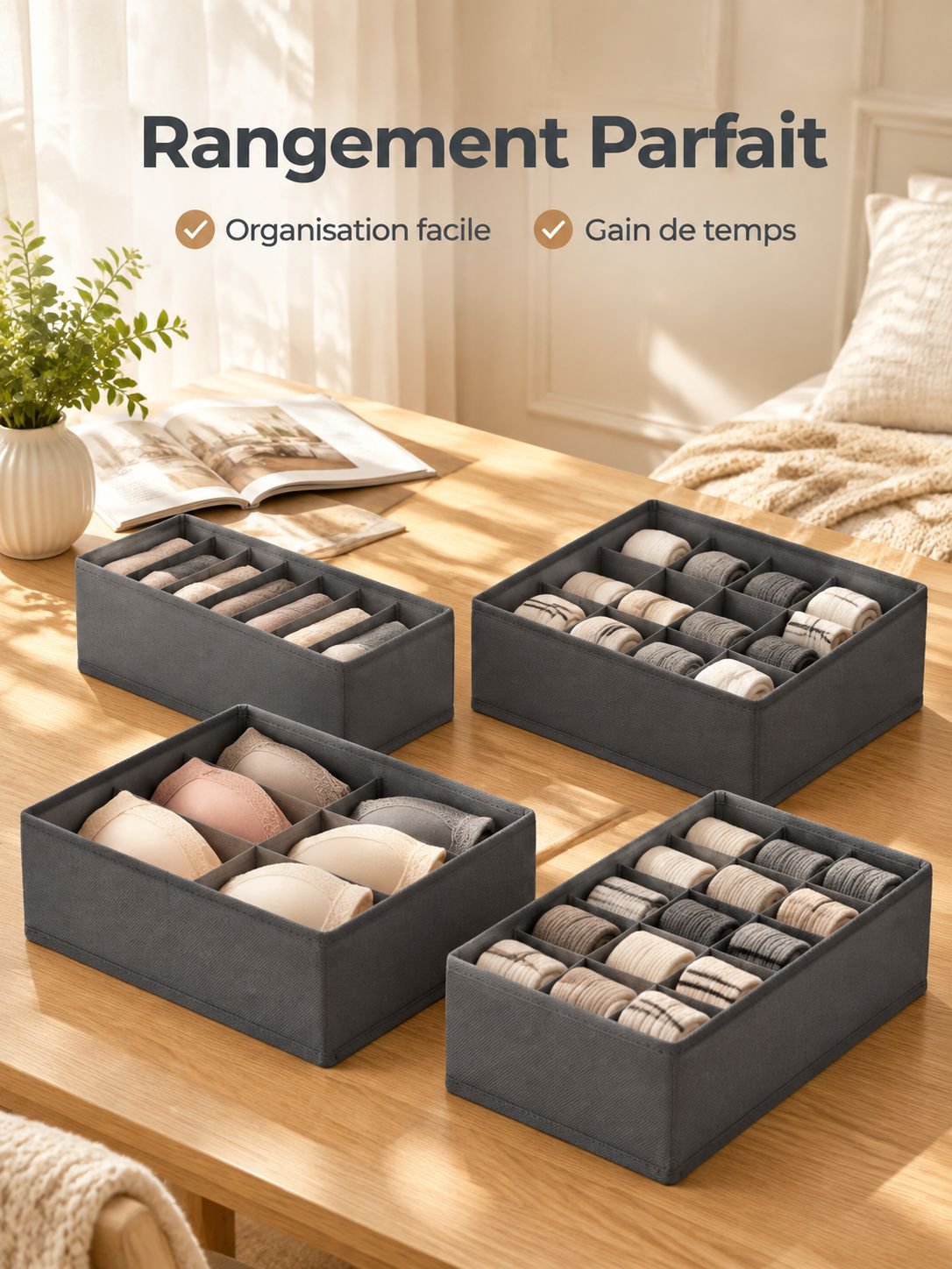 Boîte de rangement compartimentée pour sous-vêtements