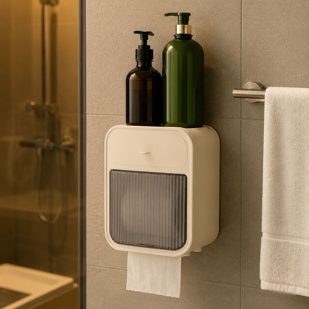 Toilet paper holder with protective cover