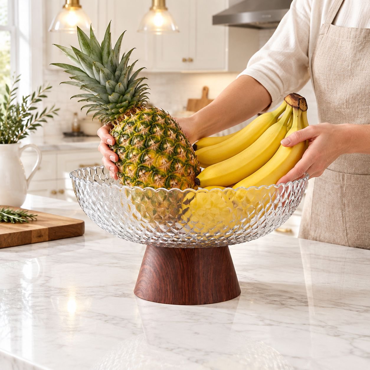 Modern yet retro fruit dish placed on tea table set