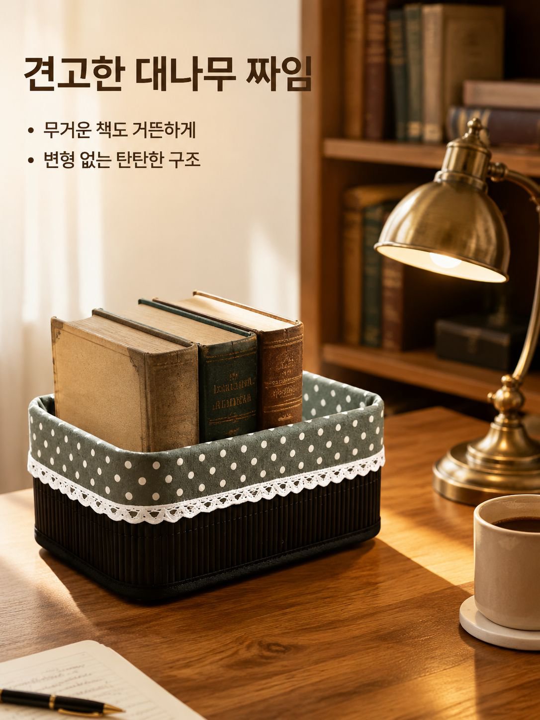 대나무 짜임 수납 바구니