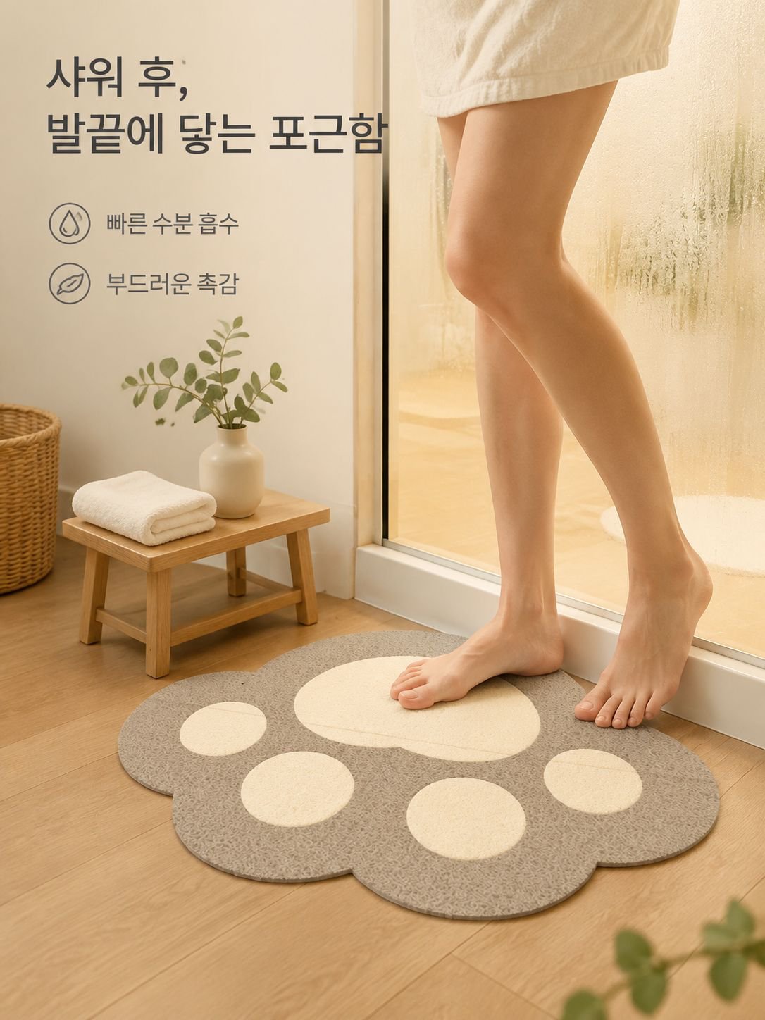 강아지 발자국 만화 욕실 매트